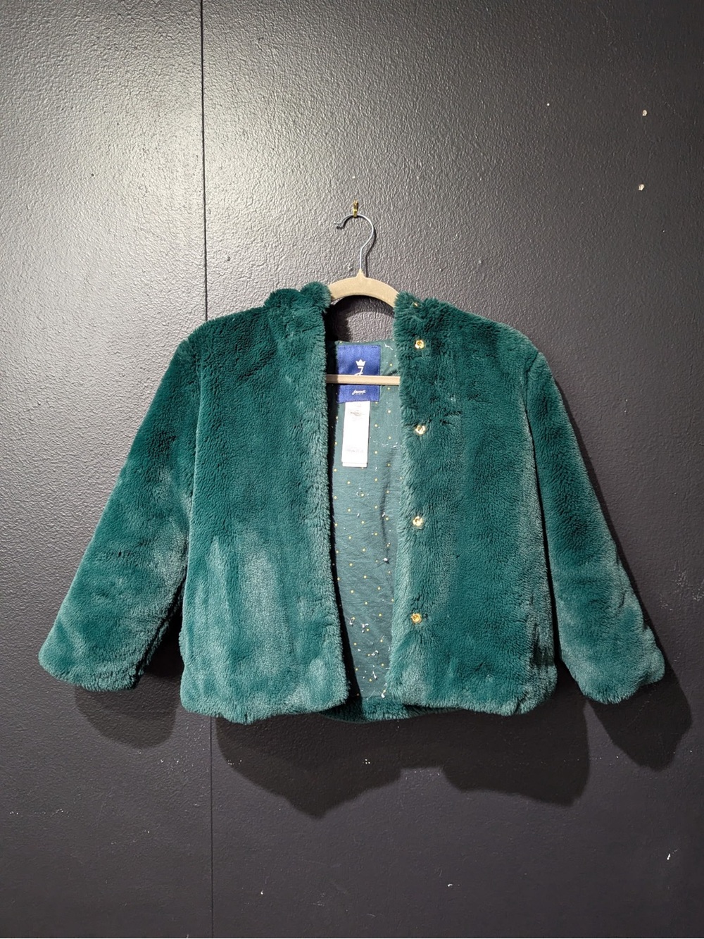 Girls' Plush Forest Green Faux Fur Jacket - Kids